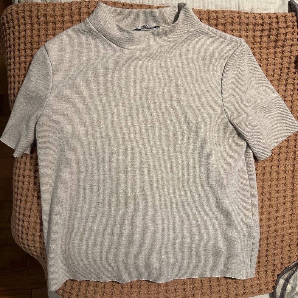 Zara Cream Mock Neck Top
